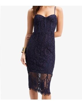 NWT Bardot Florence Navy Lace Midi Dress with Spaghetti Straps 💙
